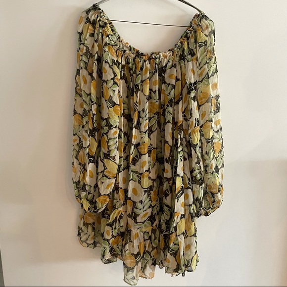 Floral Kate moss x top shop flowy bohemian style peasant long sleeve dress - Picture 3 of 13